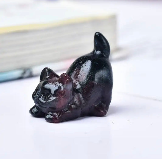Garnet - Crystal Cat Carving